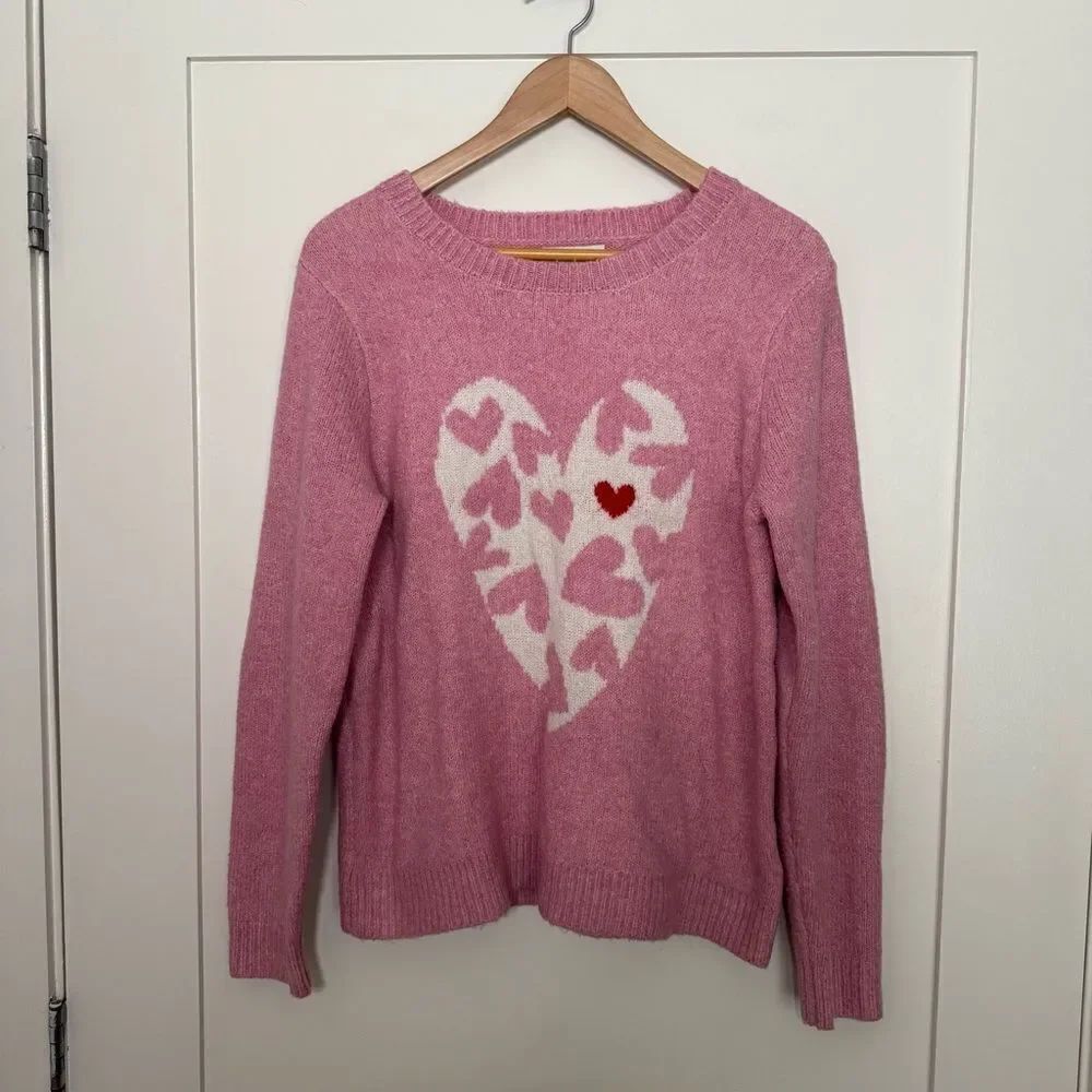 Cupcake And Cashmere Valentine’s Day Heart Sweater Sz M Pink Knit Pullover Love
